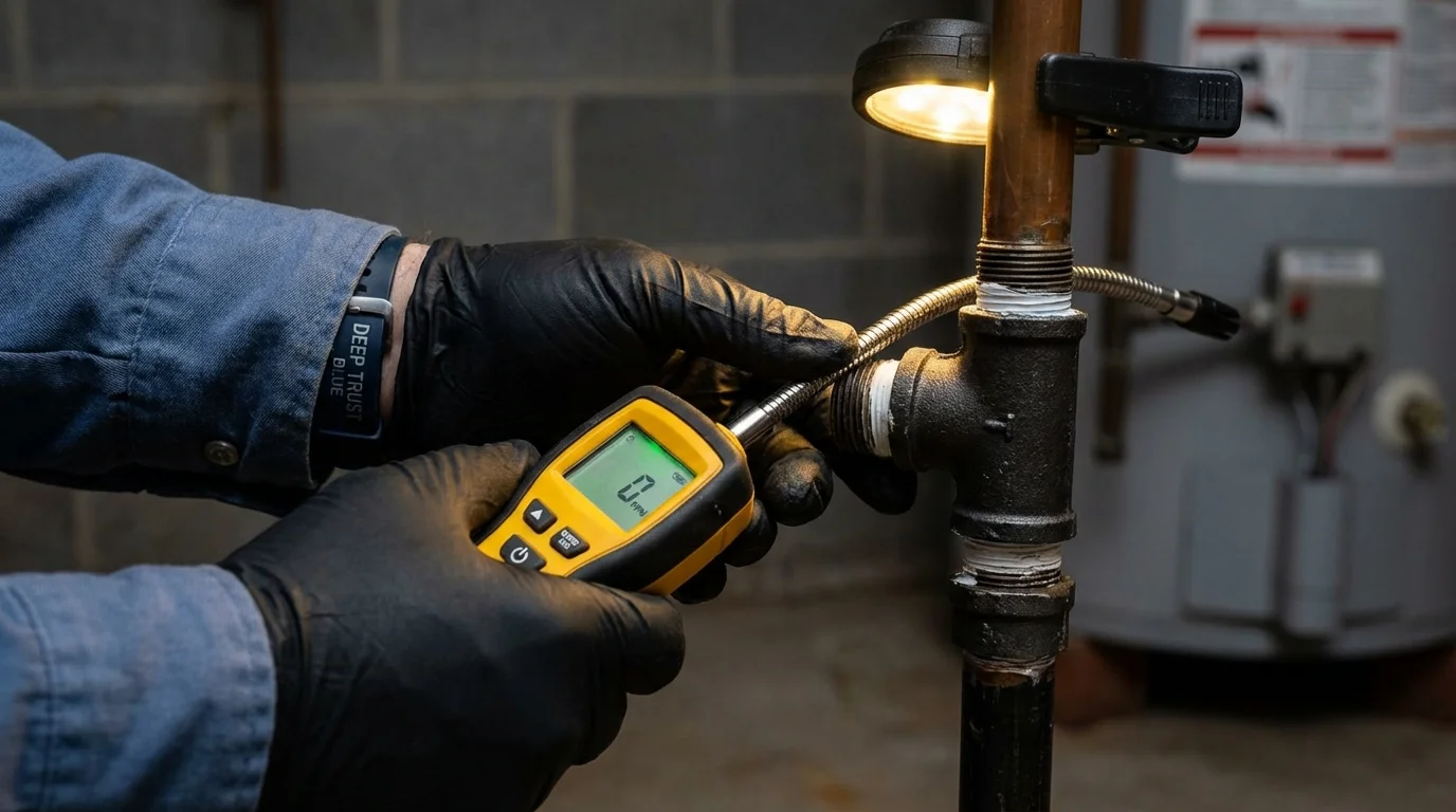 Gas leak detection with electronic sniffer by Johns Plumbing LLC in Junction City