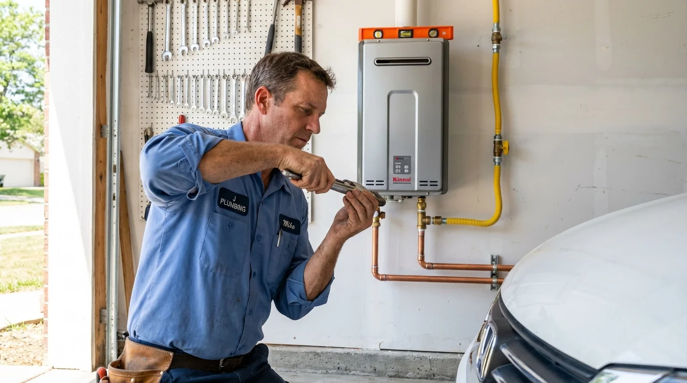 Tankless water heater installation by a Johns Plumbing LLC plumber in Junction City